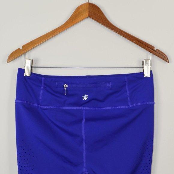 Athleta Velocity Laser Cut Capri Blue Leggings Size S - Picture 6 of 10